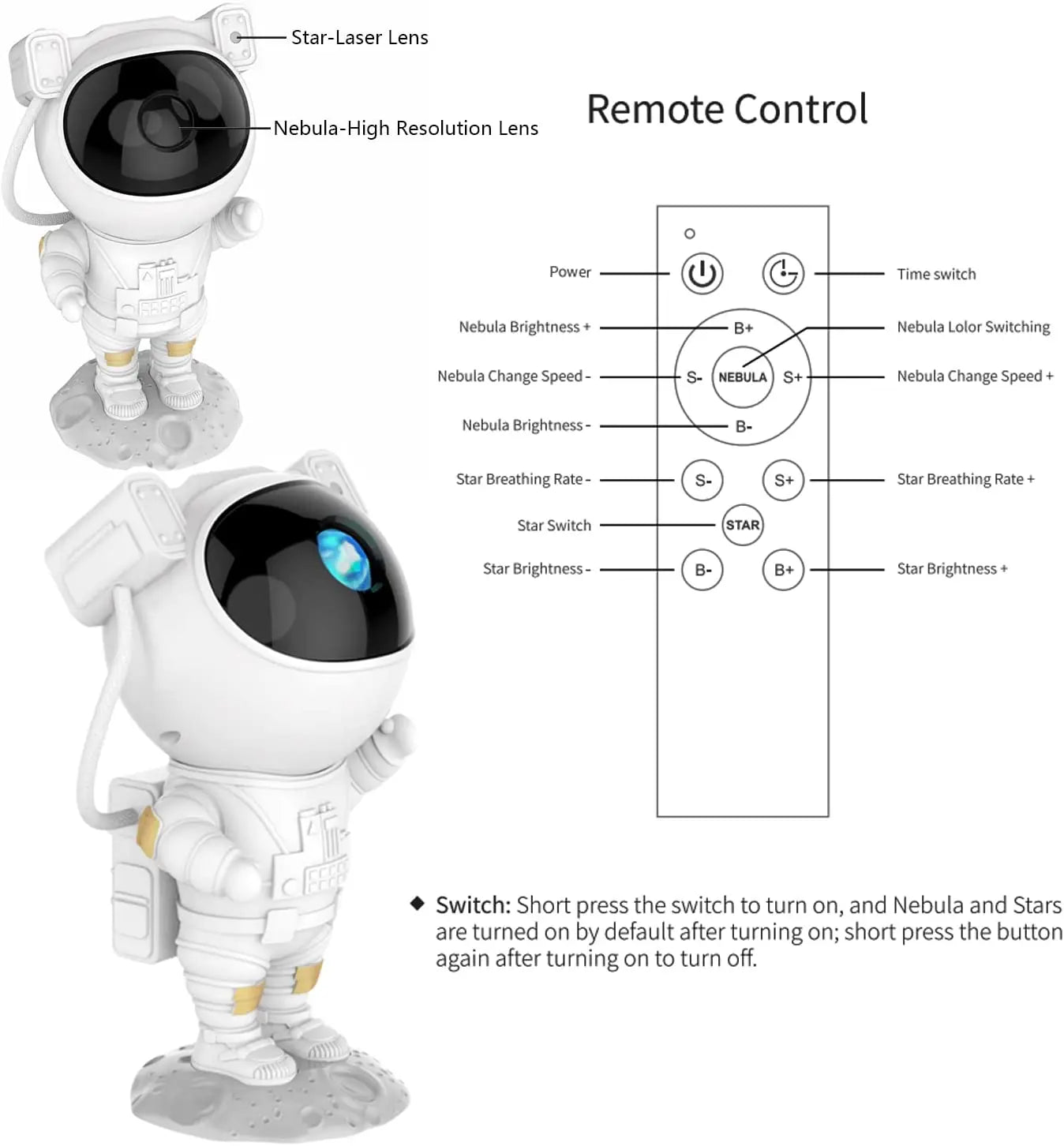 Star Projector Galaxy Night Light - Astronaut Space Projector